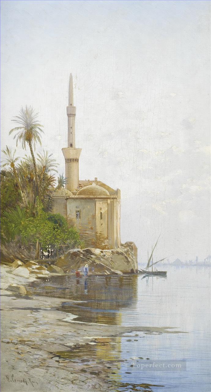 a orillas del nilo 2 Hermann David Salomon Corrodi paisajes orientalistas Pintura al óleo